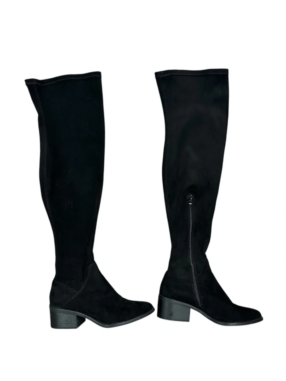 Steve Madden Aggie Over-the-Knee Black Micro Suede Boots Size 8 Stretch Zip